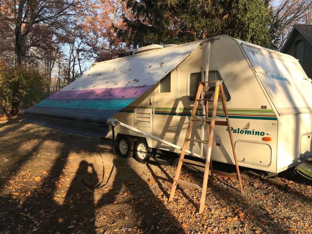 worn canopy fabric